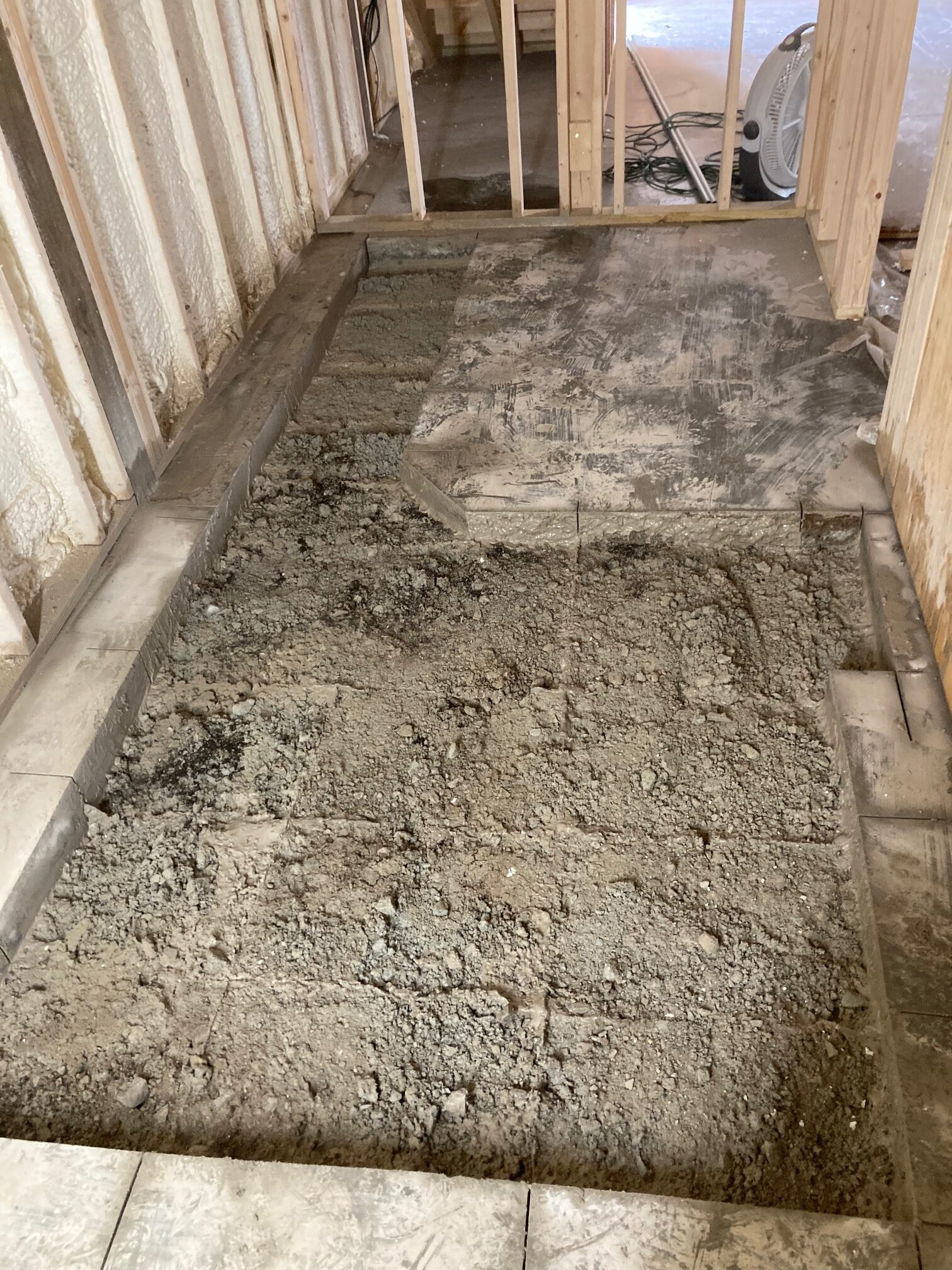 Concrete floor sawed with removl